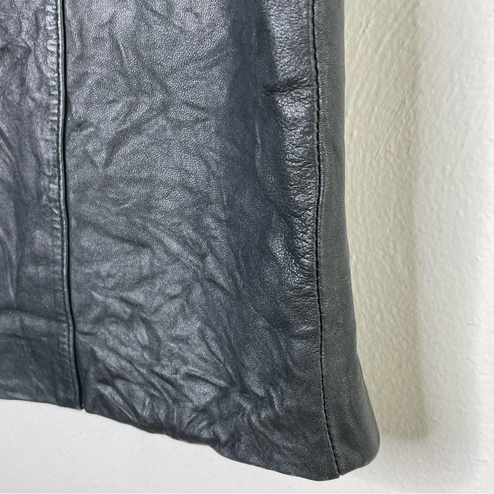 Vintage 90s Y2K black lambskin leather skirt small - Picture 3 of 11